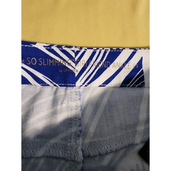 Chico's So Slimming Carbon Swirls‎ Blue and White Pants Size 1X Ankle - Picture 3 of 5